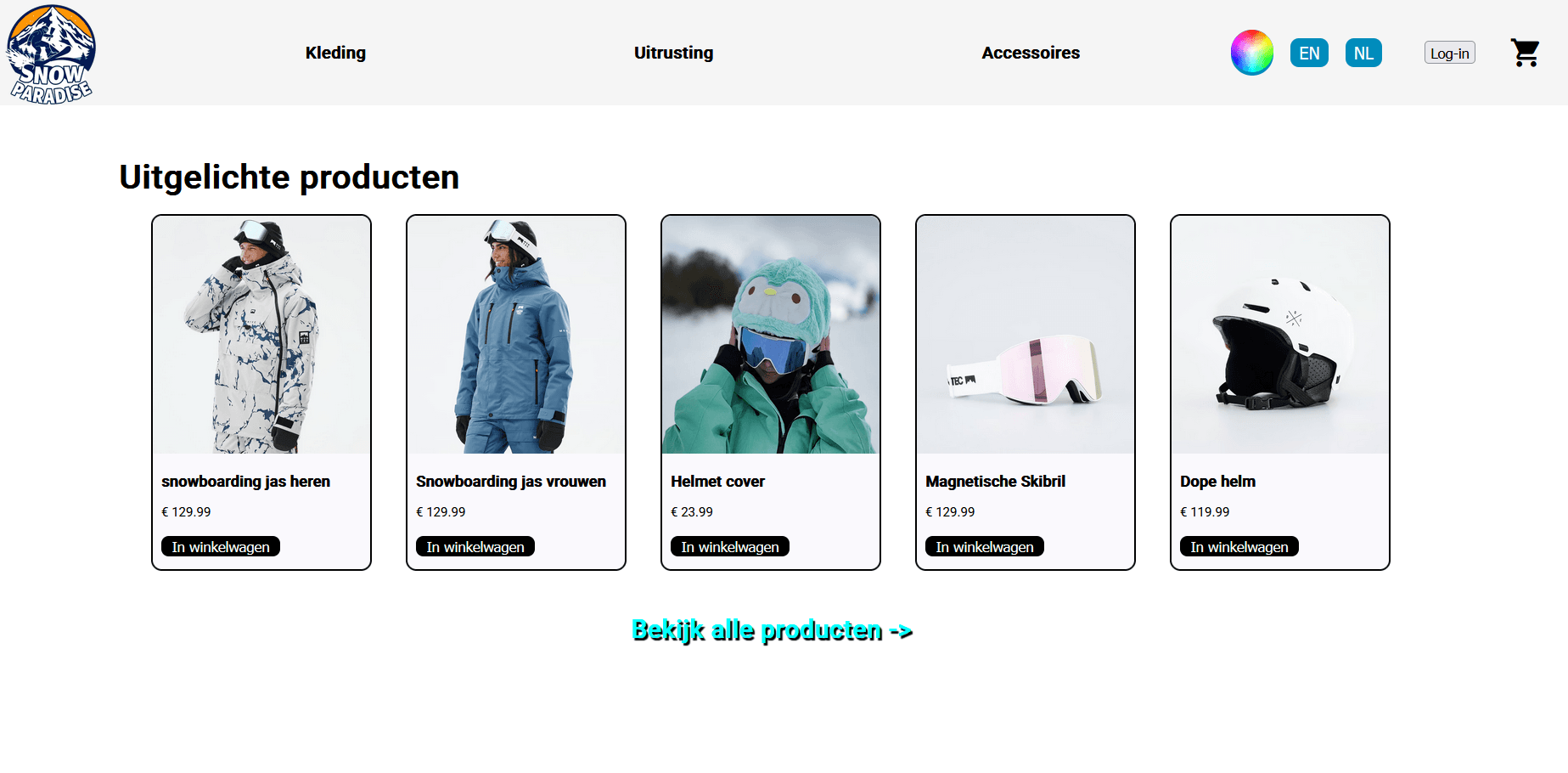 Snowboarding webshop